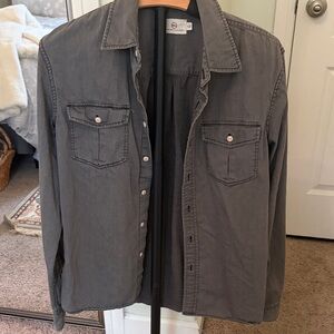 AG Adriano Goldschmied Washed Gray Button-Up Shirt